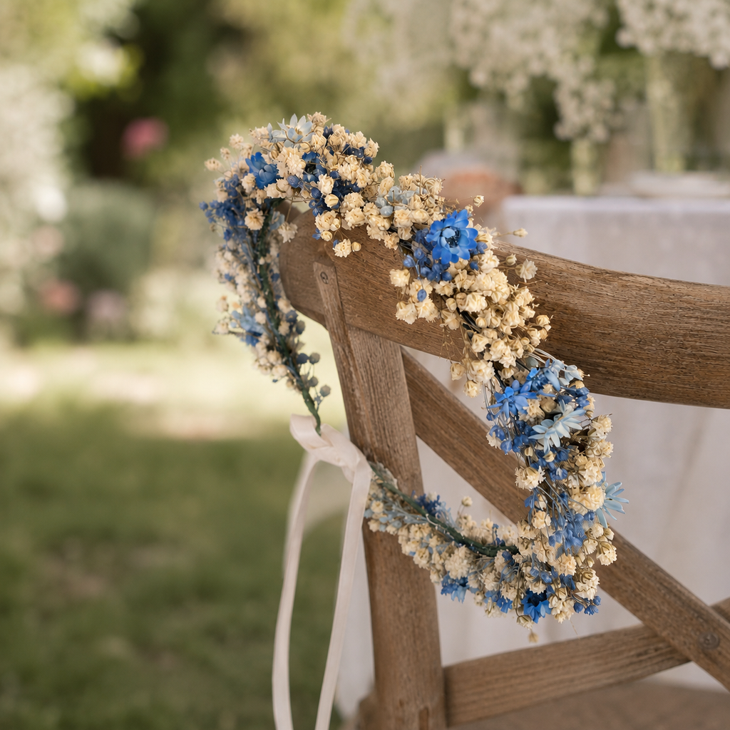 Blue Wildflower  Girl Crown , Child Bridesmaid Crowns