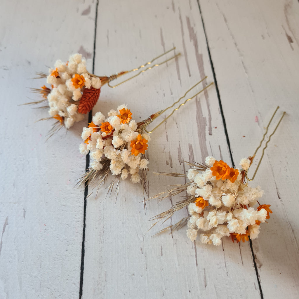 Orange Dried Flower Crown: Autumn Wedding Hair Accessory,Rustic Floral Headpiece