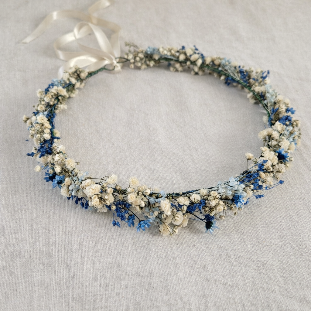 Blue Wildflower  Girl Crown , Child Bridesmaid Crowns