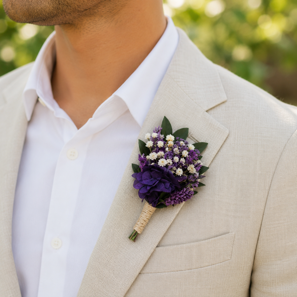 Purple Dried Flower Crown, Boho Floral Hair Wreath: Festival & Bridesmaids