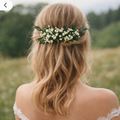 Eucalyptus & Baby’s Breath Bridal Hair Comb – Ivory Preserved Flower Wedding Hair Accessory