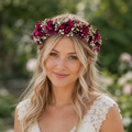 Deep Magenta Dried Flower Crown: Boho Wedding Bridal Headpiece