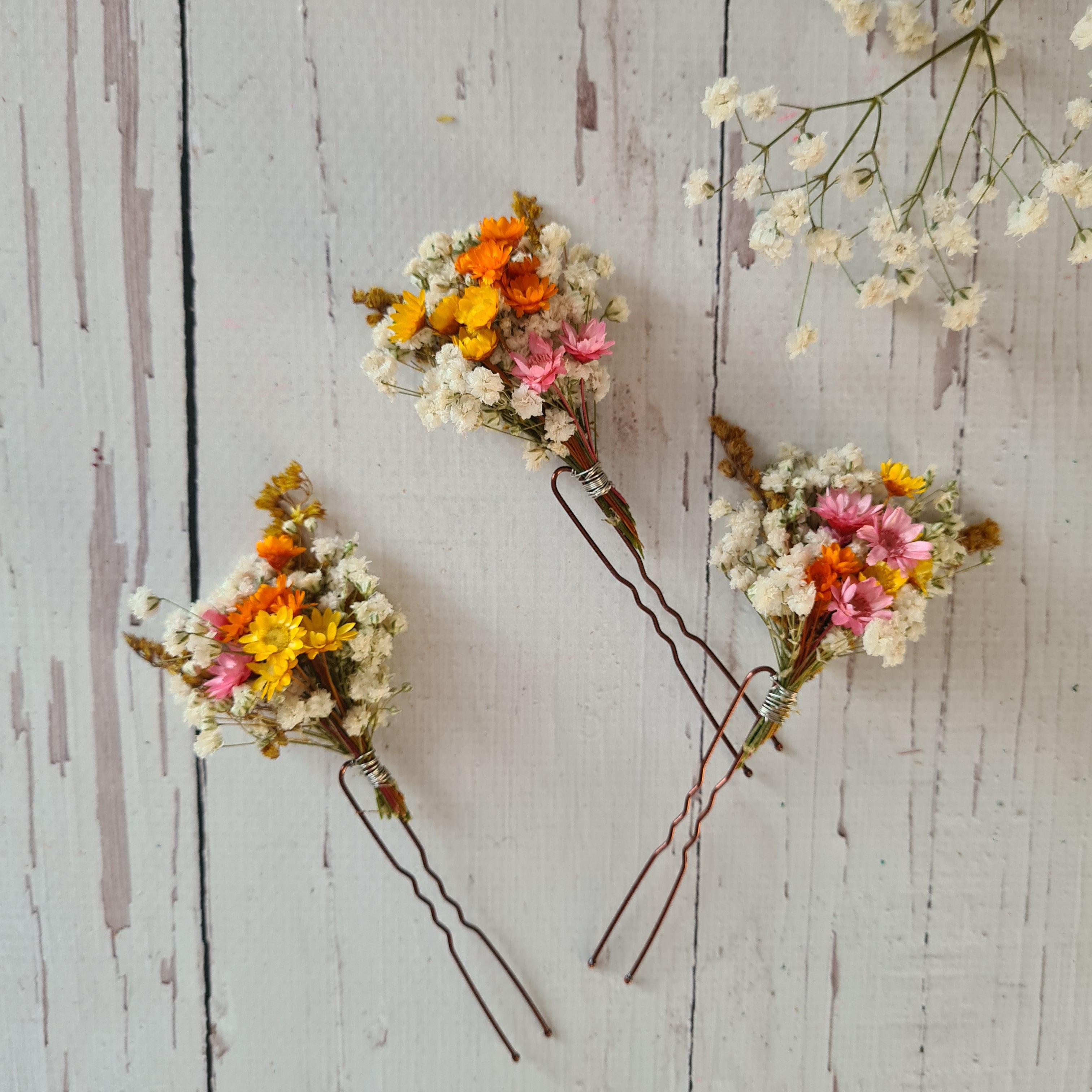 Wildflower Wedding Hair Pins: Boho Gypsophila Hair Clips