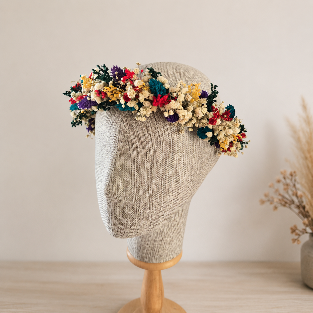 Colorful Flower Girl Crowns, Dried Flower Crown for Girls