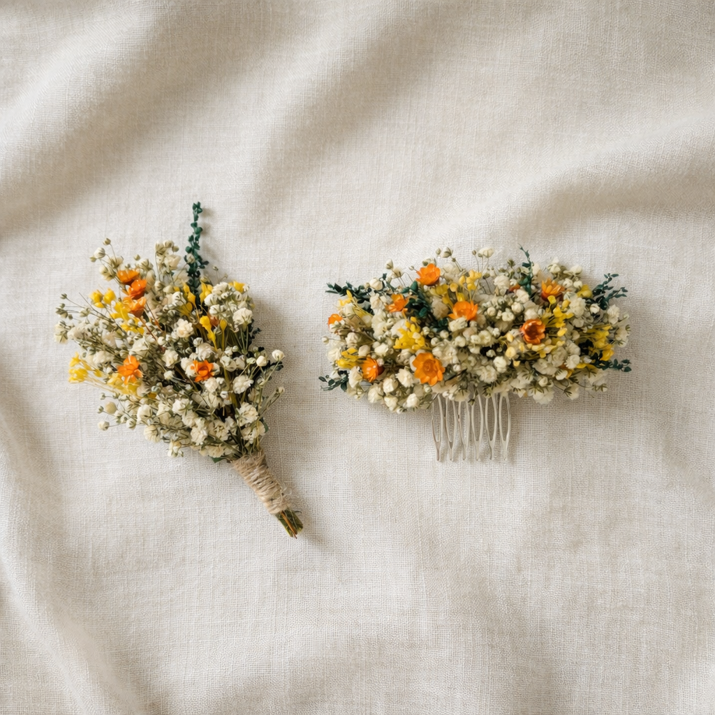 Yellow Orange Flower Crown , Rustic Bridesmaid Crown,