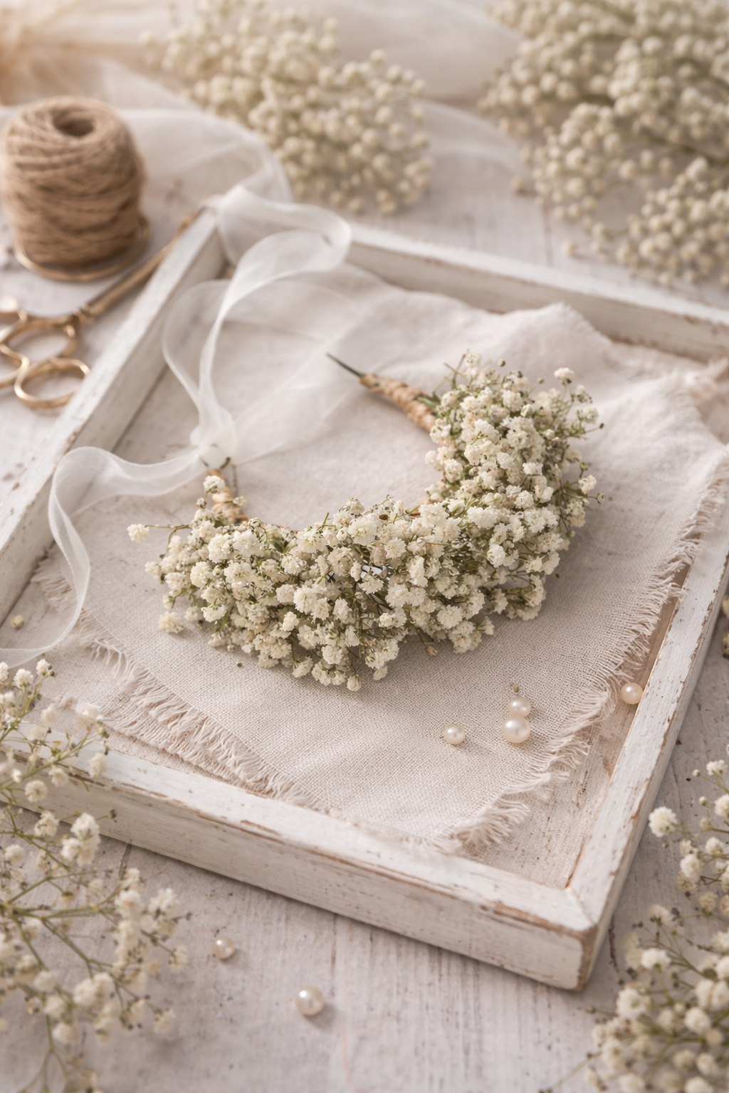 Preserved Baby's Breath Wrist Corsage Set