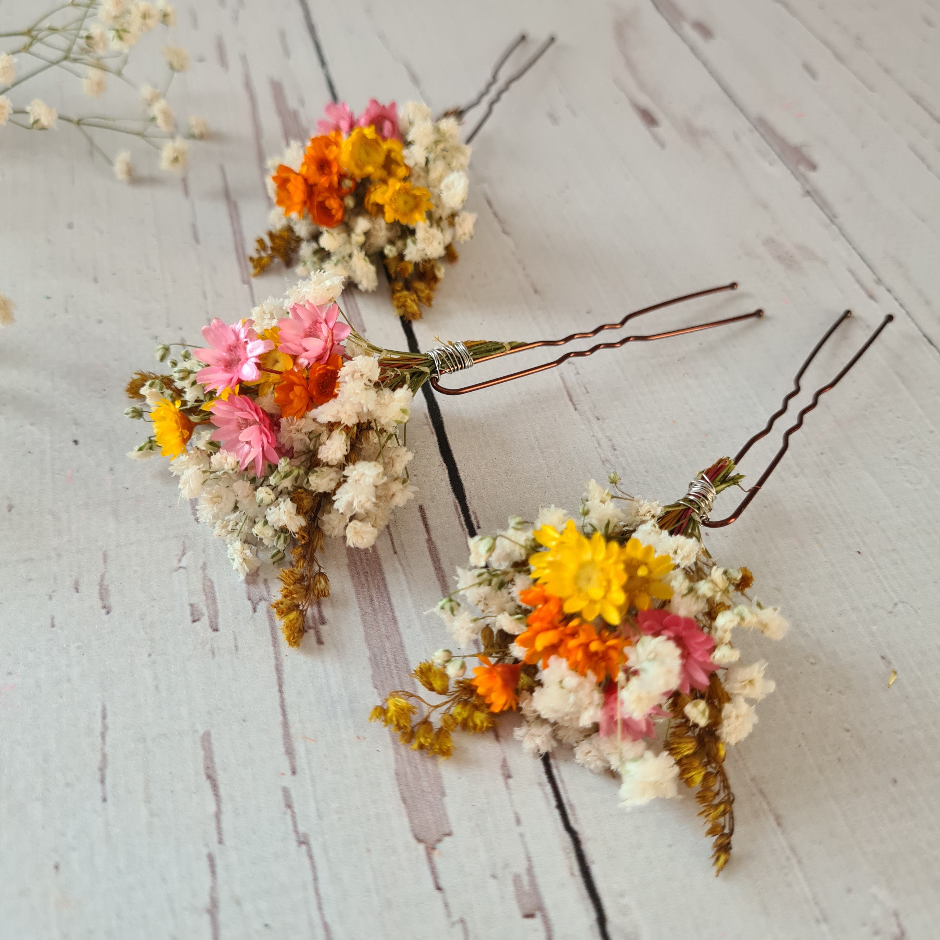 Wildflower Wedding Hair Pins: Boho Gypsophila Hair Clips