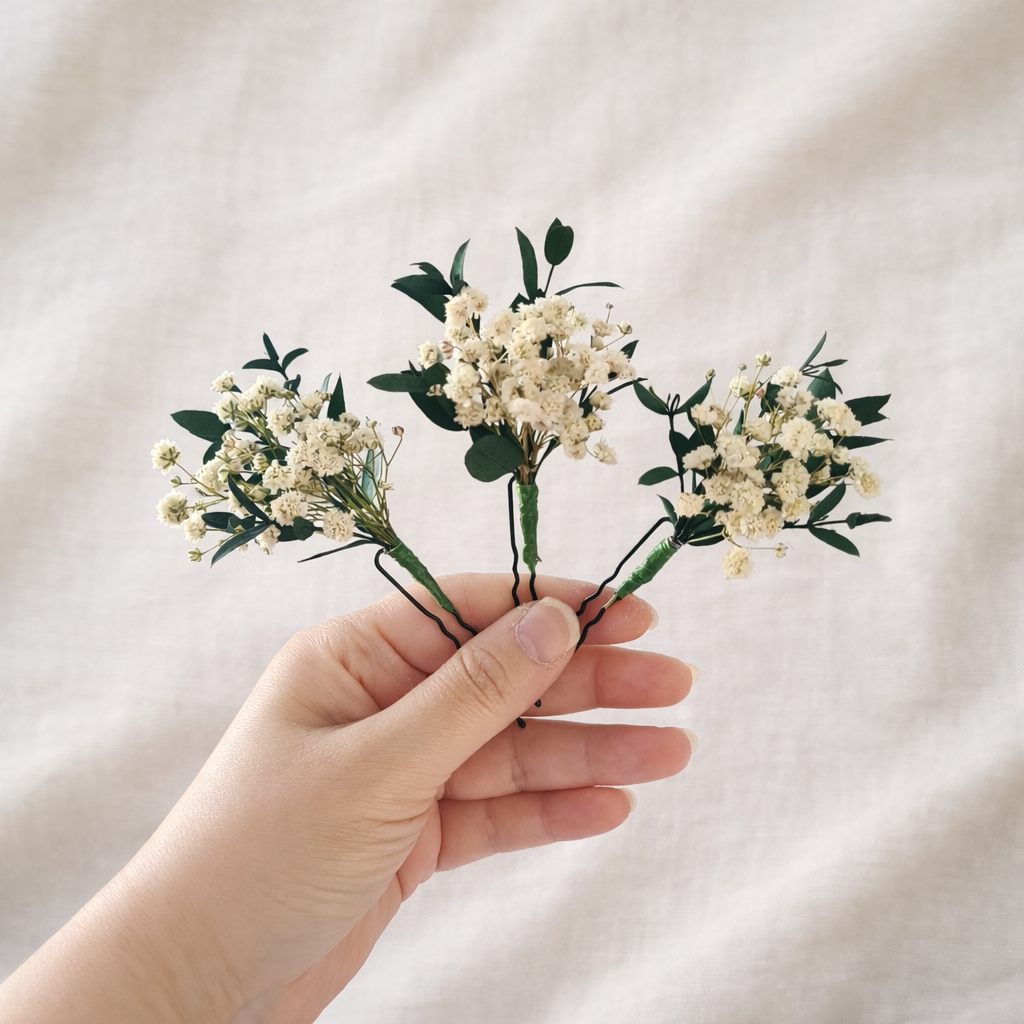 Dried Flower Hair Pins: Autumn Wedding Hair Accessories