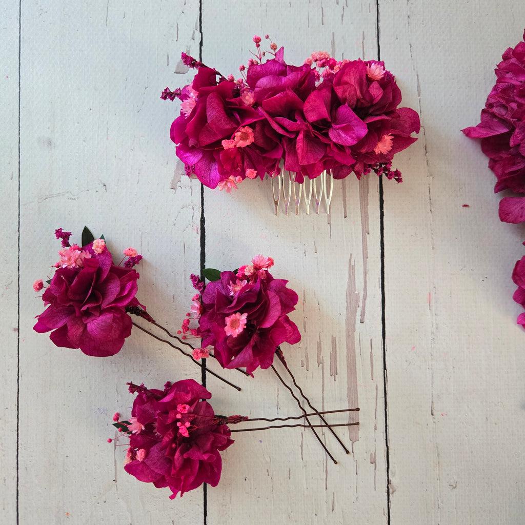 Magenta Boho Flower Crown,Mexican Folk Wedding  Accessory,For The Rustic Bride,Garden Wedding Headpiece