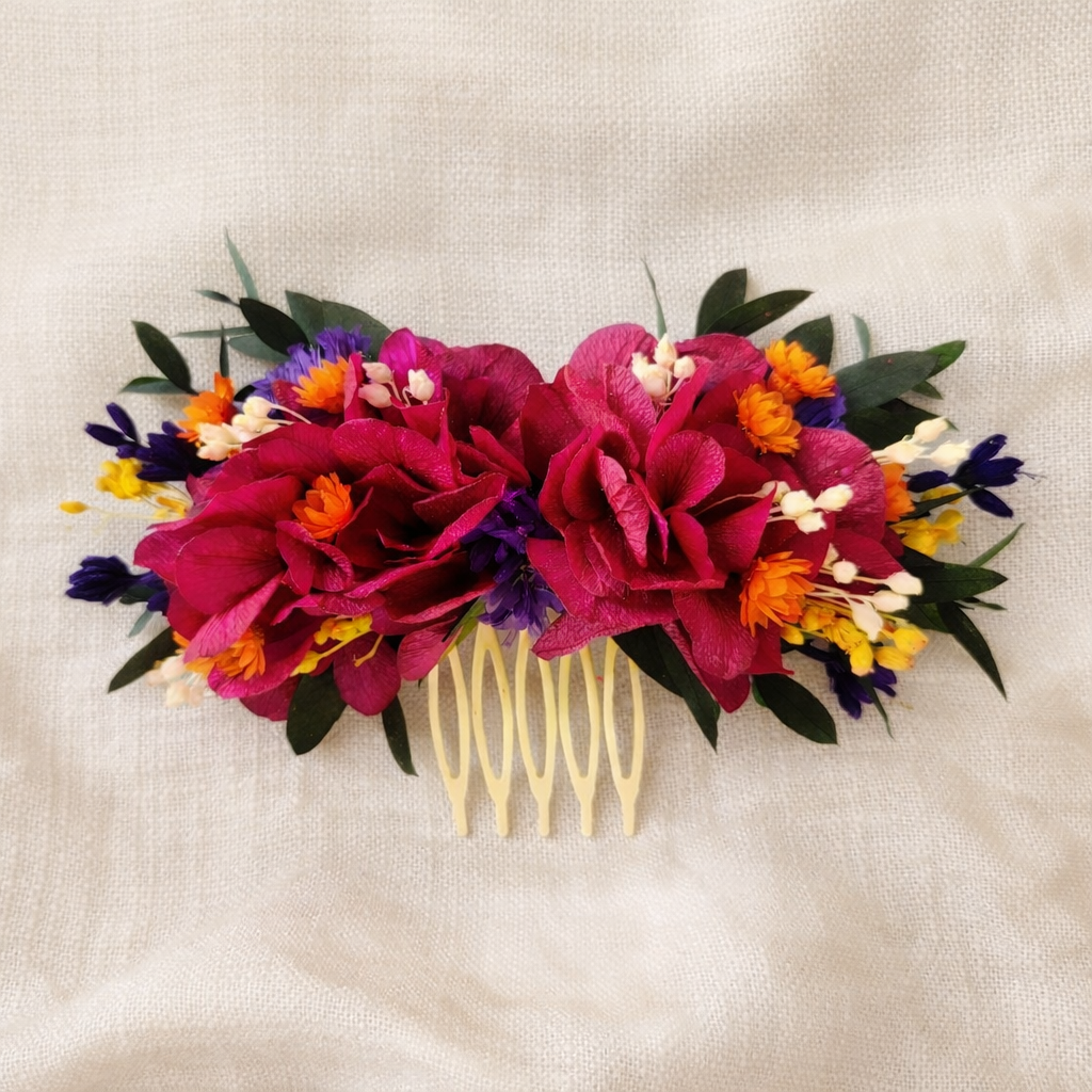 Magenta Flower Bracelet: Boho Bridesmaid Wrist Corsage,Magenta Bridesmaid Set