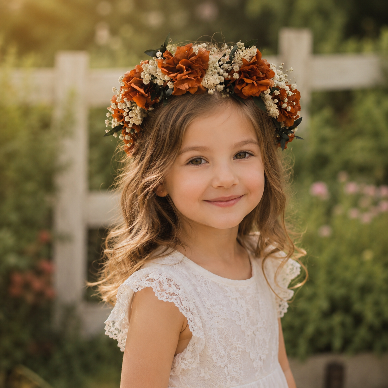 Burnt Orange Dried Flower Crown:Rustic wedding set