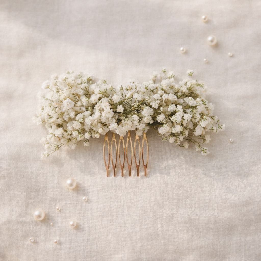 Preserved Baby's Breath Wrist Corsage Set